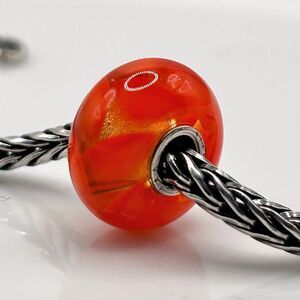 TROLLBEADS Old Wide Orange Red Braid LAA 925S NEW Condition
